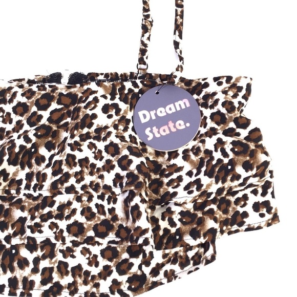 LF x Dream State Leopard Animal Woven Cropped Top - Picture 4 of 9